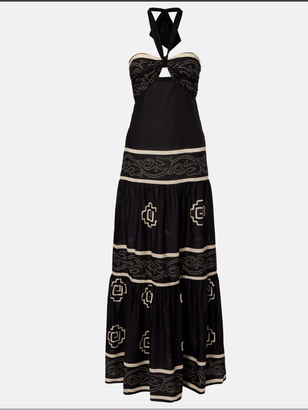 Johanna Ortiz Orilla Del Mar Max Dress, NWT, SZ XL in Black Ecru
